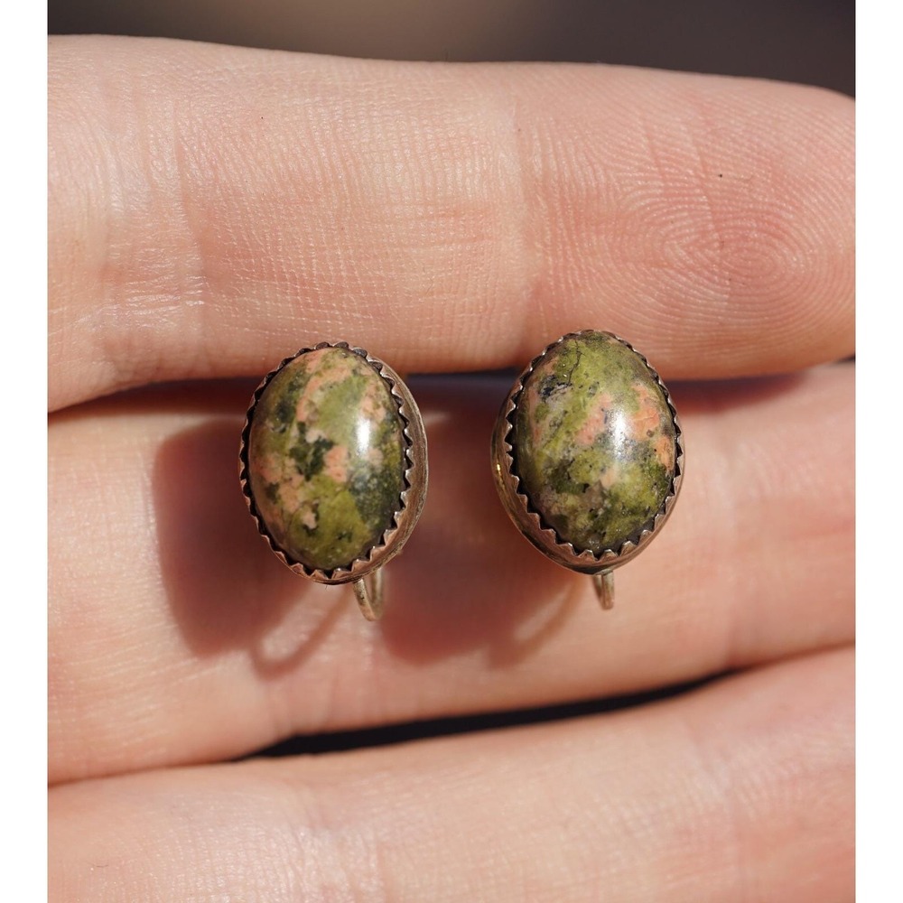Old Pawn Native American Sterling Silver Turqoiuse‎ Earrings & Pendant - Set